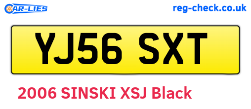 YJ56SXT are the vehicle registration plates.