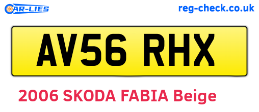 AV56RHX are the vehicle registration plates.