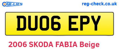 DU06EPY are the vehicle registration plates.