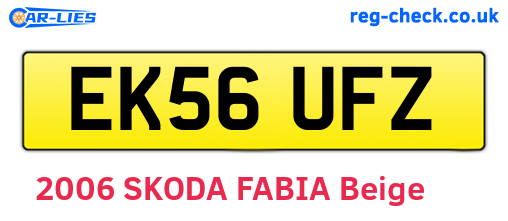 EK56UFZ are the vehicle registration plates.