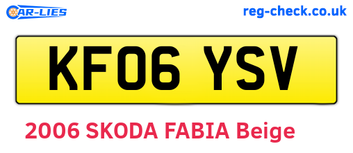 KF06YSV are the vehicle registration plates.