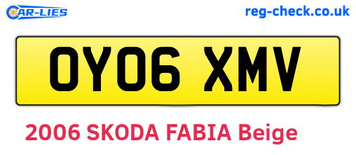 OY06XMV are the vehicle registration plates.