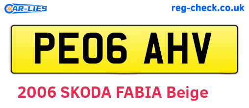 PE06AHV are the vehicle registration plates.