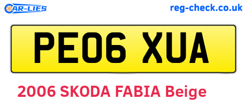 PE06XUA are the vehicle registration plates.