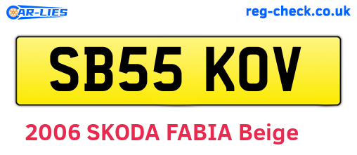 SB55KOV are the vehicle registration plates.