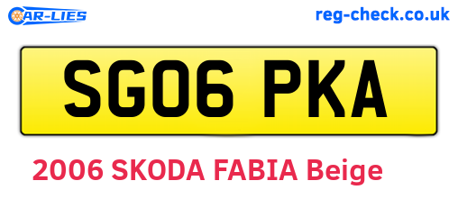 SG06PKA are the vehicle registration plates.