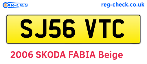 SJ56VTC are the vehicle registration plates.