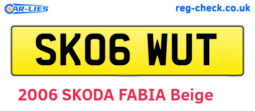 SK06WUT are the vehicle registration plates.