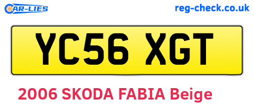YC56XGT are the vehicle registration plates.