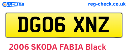 DG06XNZ are the vehicle registration plates.