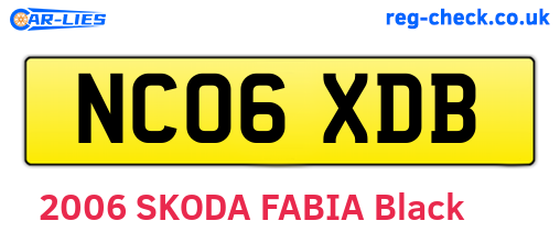 NC06XDB are the vehicle registration plates.
