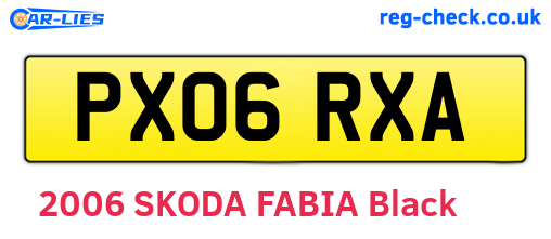 PX06RXA are the vehicle registration plates.