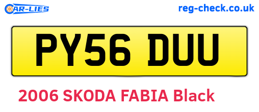 PY56DUU are the vehicle registration plates.