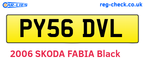 PY56DVL are the vehicle registration plates.