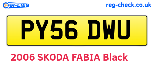 PY56DWU are the vehicle registration plates.