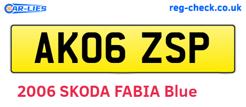 AK06ZSP are the vehicle registration plates.