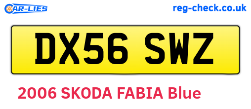 DX56SWZ are the vehicle registration plates.