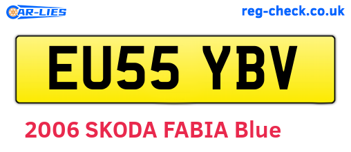 EU55YBV are the vehicle registration plates.