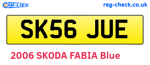 SK56JUE are the vehicle registration plates.