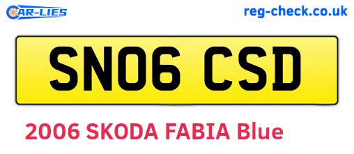 SN06CSD are the vehicle registration plates.