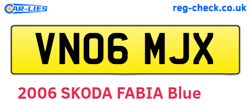 VN06MJX are the vehicle registration plates.