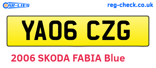 YA06CZG are the vehicle registration plates.