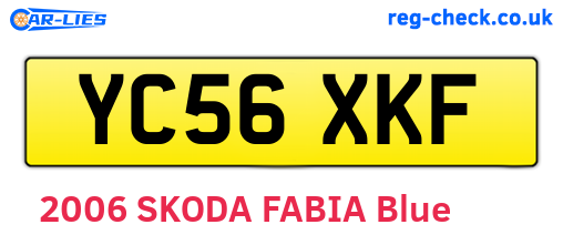 YC56XKF are the vehicle registration plates.
