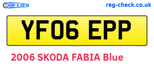 YF06EPP are the vehicle registration plates.