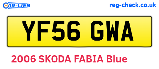 YF56GWA are the vehicle registration plates.
