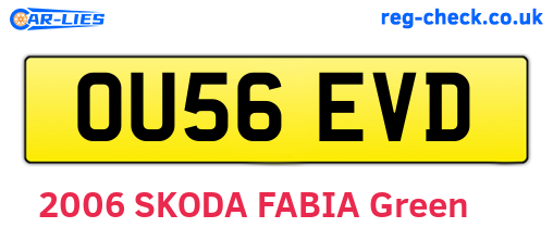 OU56EVD are the vehicle registration plates.