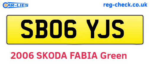 SB06YJS are the vehicle registration plates.