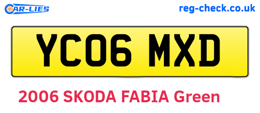 YC06MXD are the vehicle registration plates.