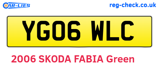 YG06WLC are the vehicle registration plates.