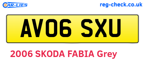 AV06SXU are the vehicle registration plates.