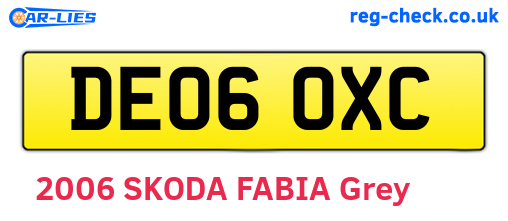 DE06OXC are the vehicle registration plates.