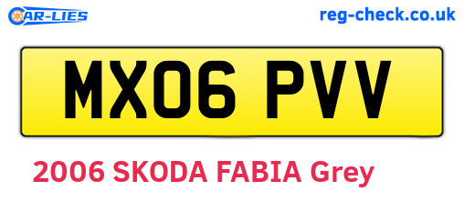 MX06PVV are the vehicle registration plates.