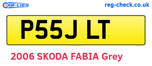 P55JLT are the vehicle registration plates.