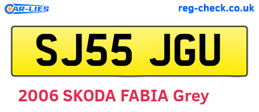 SJ55JGU are the vehicle registration plates.