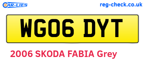 WG06DYT are the vehicle registration plates.