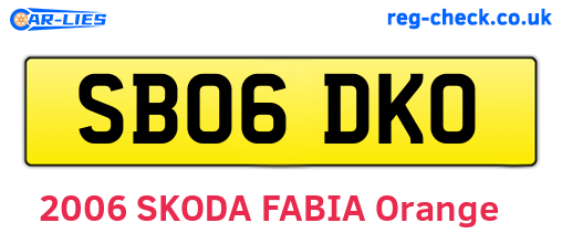 SB06DKO are the vehicle registration plates.