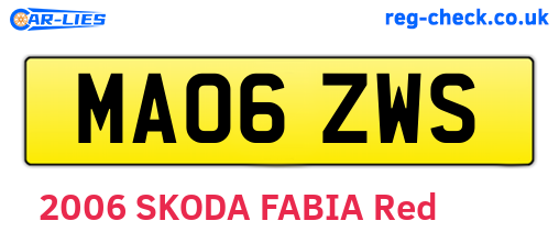 MA06ZWS are the vehicle registration plates.
