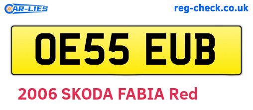 OE55EUB are the vehicle registration plates.