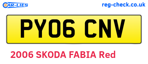 PY06CNV are the vehicle registration plates.