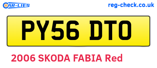 PY56DTO are the vehicle registration plates.