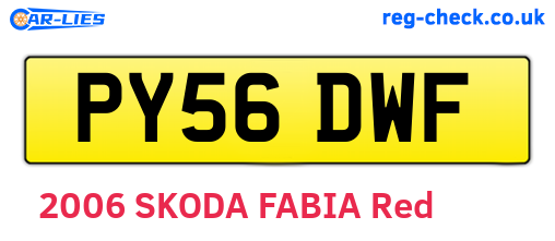 PY56DWF are the vehicle registration plates.