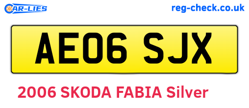 AE06SJX are the vehicle registration plates.