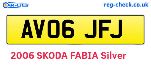 AV06JFJ are the vehicle registration plates.