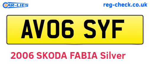 AV06SYF are the vehicle registration plates.