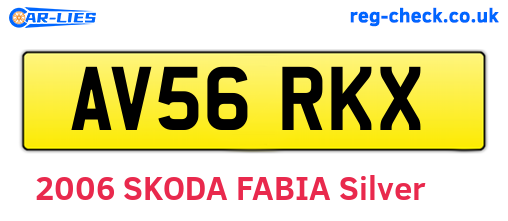 AV56RKX are the vehicle registration plates.