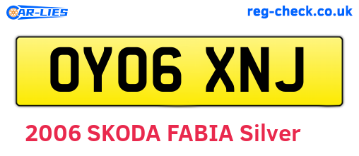 OY06XNJ are the vehicle registration plates.